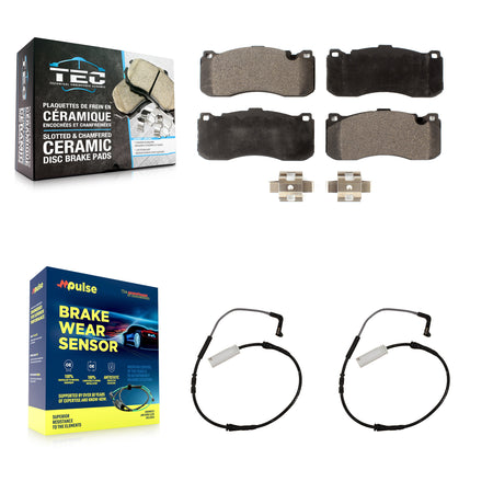 Front Ceramic Disc Brake Pads And Wear Sensors Kit For 2008-2010 BMW 135i 3.0L KTW-100962