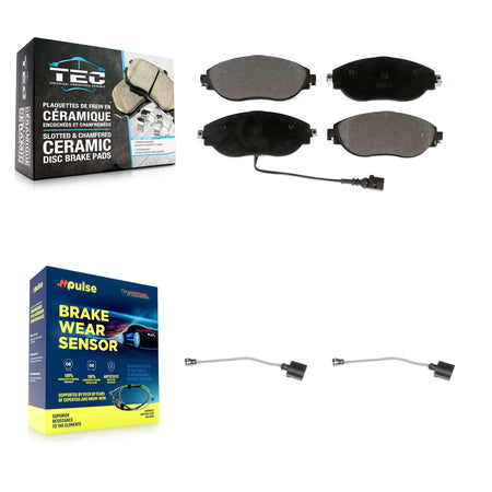 Front Ceramic Brake Pad & Extra Wear Sensor Kit For Volkswagen Tiguan Jetta Audi Q3 GTI R KTW-100966