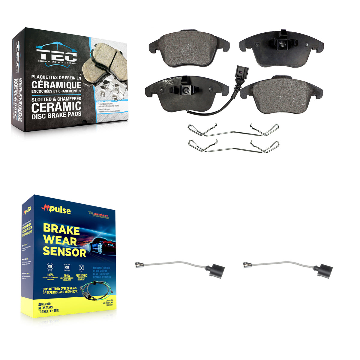 Front Ceramic Disc Brake Pads And Extra Wear Sensors Kit For Volkswagen Tiguan Limited KTW-100968