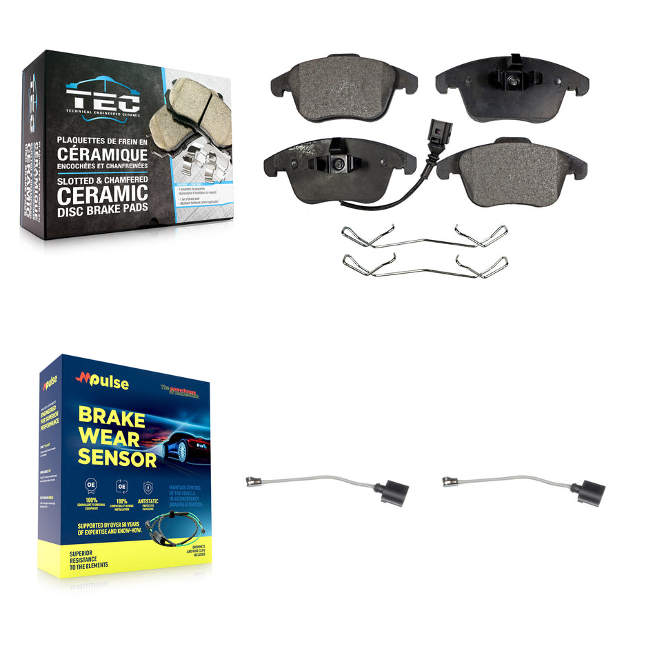 Front Ceramic Disc Brake Pads And Extra Wear Sensors Kit For Volkswagen Tiguan Limited KTW-100968