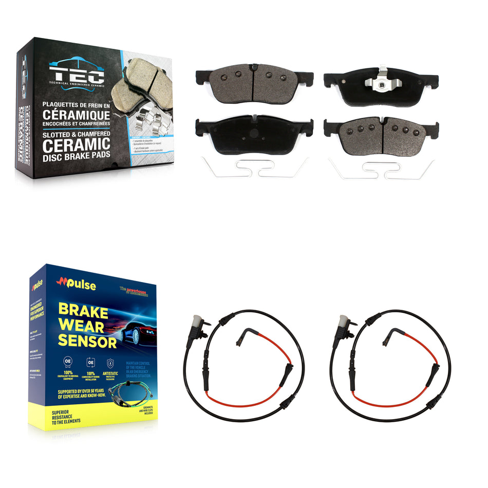 Front Ceramic Brake Pad And Wear Sensor Kit For Jaguar XE With 325mm Diameter Rotor KTW-100971