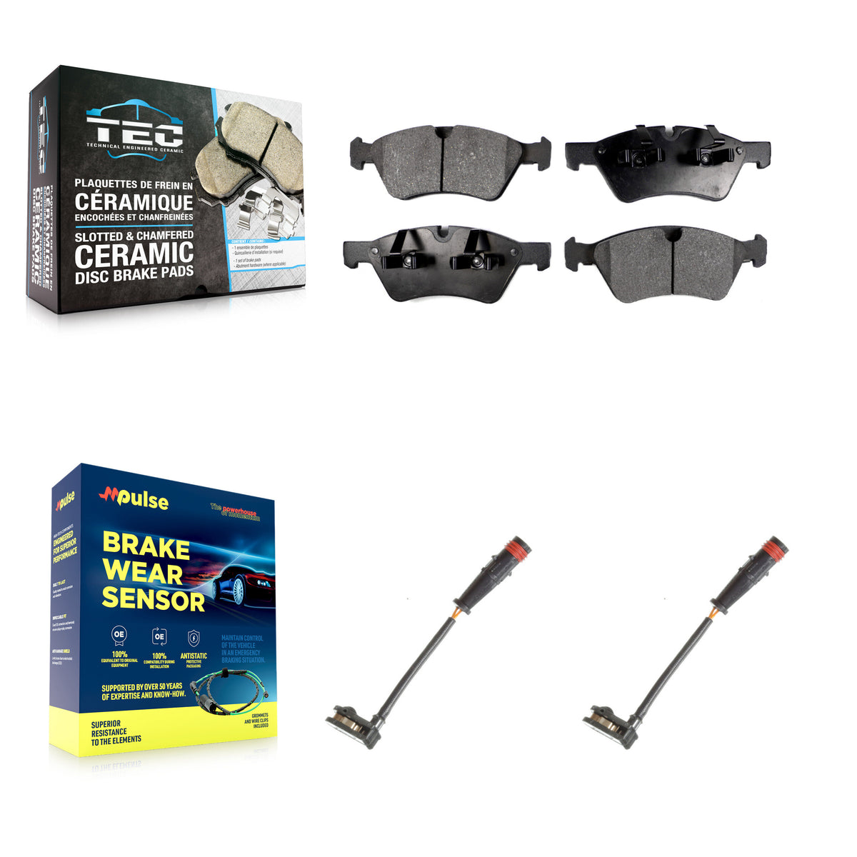 Front Ceramic Brake Pad Wear Sensor Kit For Mercedes-Benz ML350 R350 GL450 ML500 R500 G55 KTW-100979