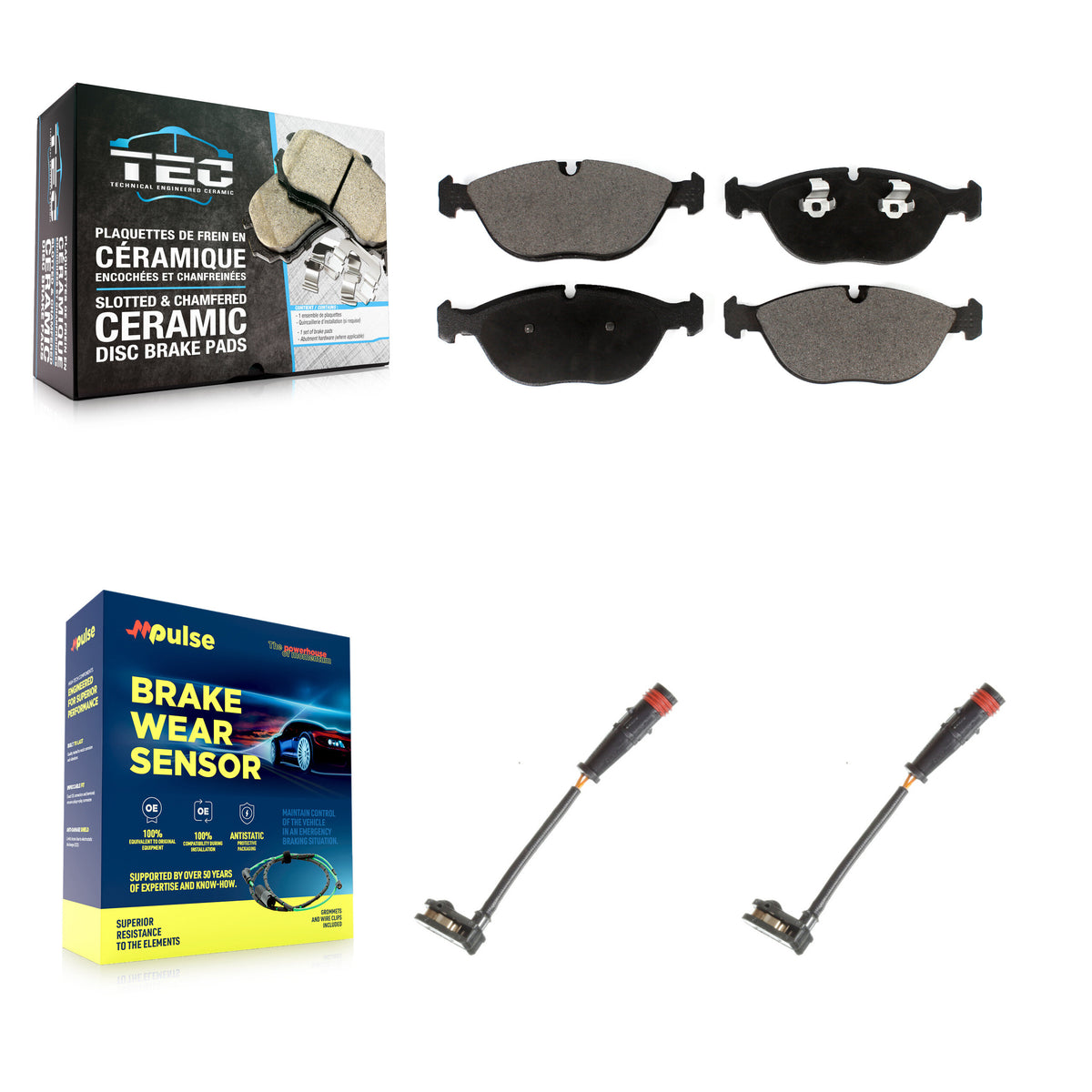 Front Ceramic Disc Brake Pads And Wear Sensors Kit For Mercedes-Benz S500 S430 KTW-100981