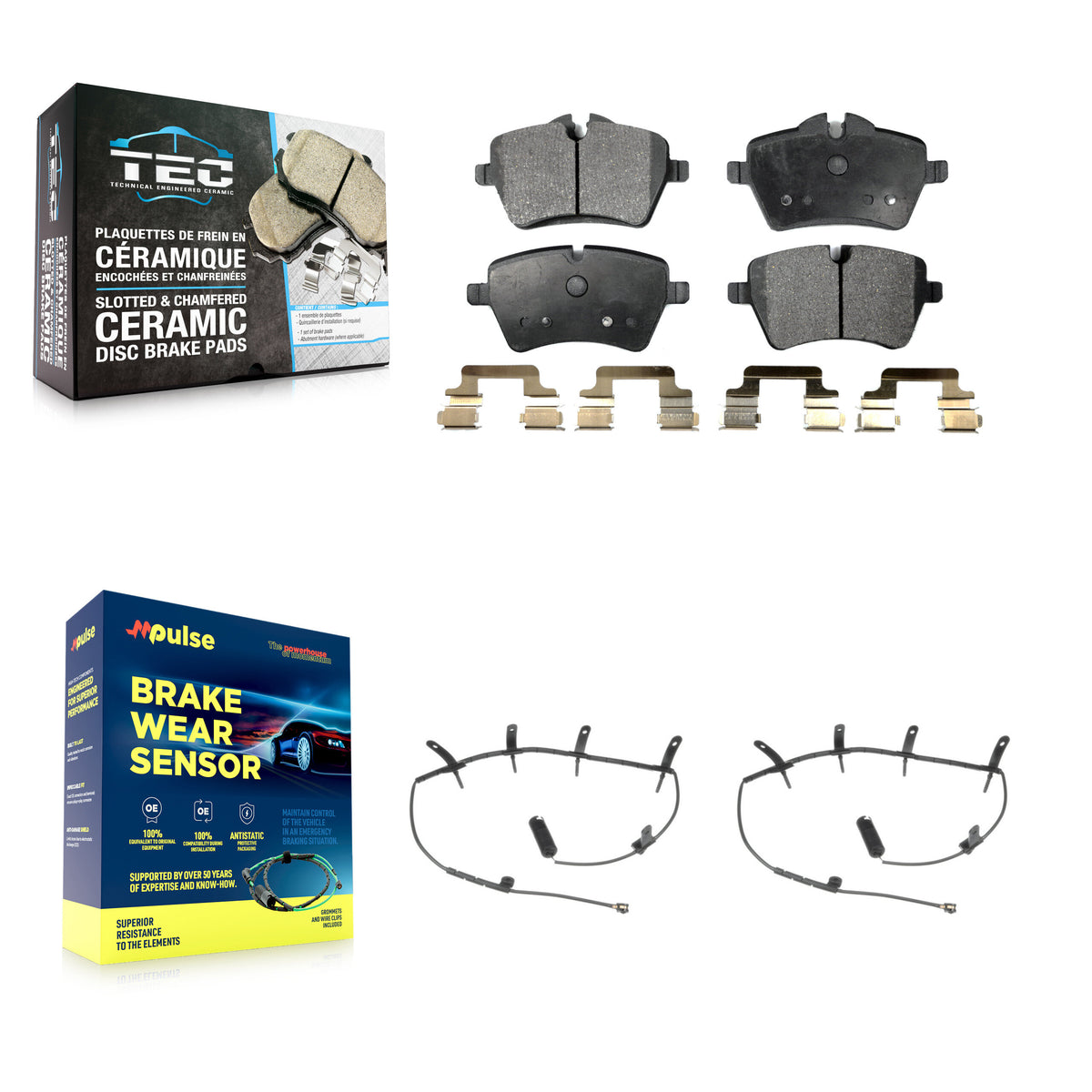 Front Ceramic Brake Pad & Wear Sensor Kit For Mini Cooper With 294mm Diameter Rotor KTW-100986