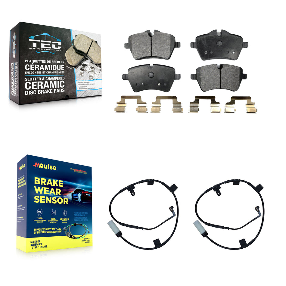 Front Ceramic Brake Pad & Wear Sensor Kit For Mini Cooper With 294mm Diameter Rotor KTW-100990