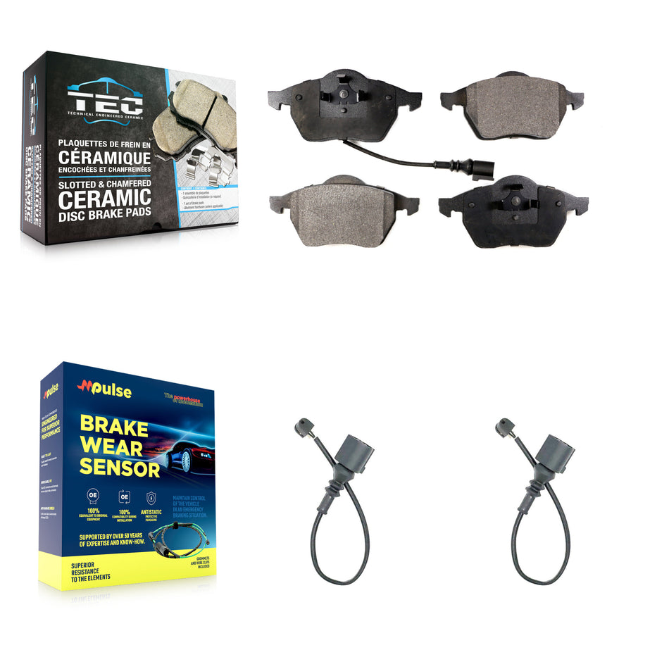 Front Ceramic Disc Brake Pads And Extra Wear Sensors Kit For Audi TT Quattro KTW-100995