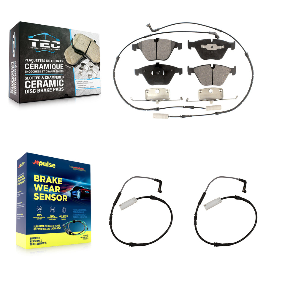 Front Ceramic Disc Brake Pads And Extra Wear Sensors Kit For BMW 335i 323i 328i 335d KTW-100996