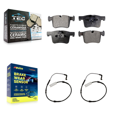 Front Ceramic Disc Brake Pad Wear Sensor Kit For 2012 BMW 328i with Black Painted Caliper KTW-100997