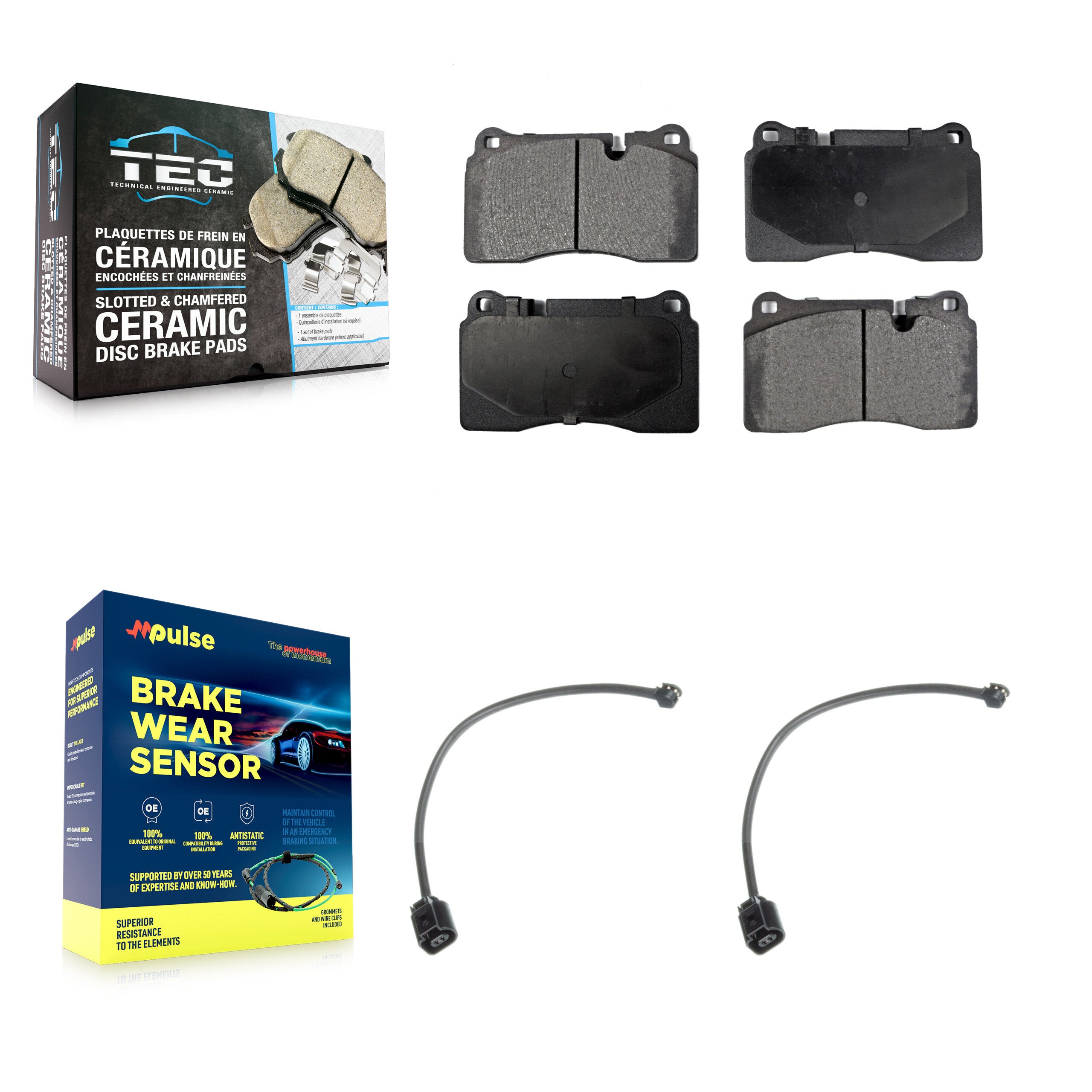 Front Ceramic Disc Brake Pads And Wear Sensors Kit For Volkswagen Touareg KTW-101001