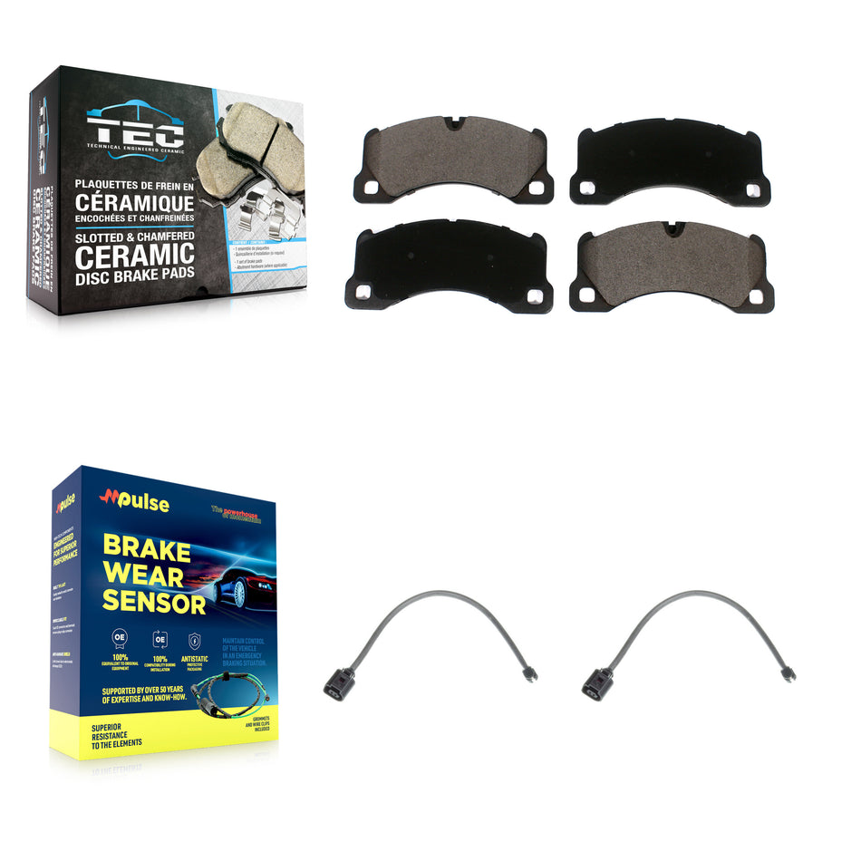 Front Ceramic Disc Brake Pads And Wear Sensors Kit For Volkswagen Touareg KTW-101002