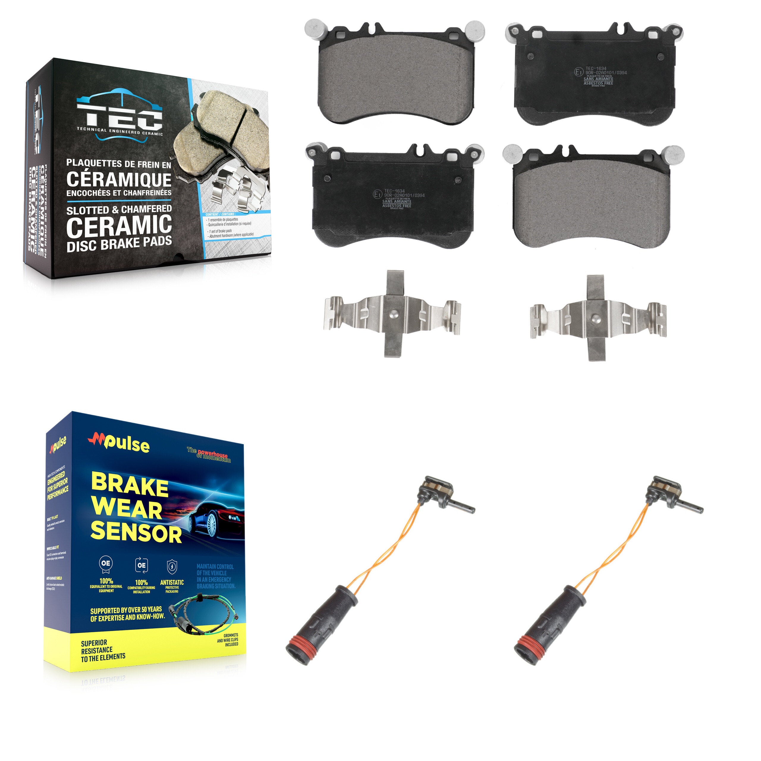 Front Ceramic Brake Pad And Wear Sensor Kit For Mercedes-Benz CLS550 E550 SLC43 AMG SLK55 KTW-101008