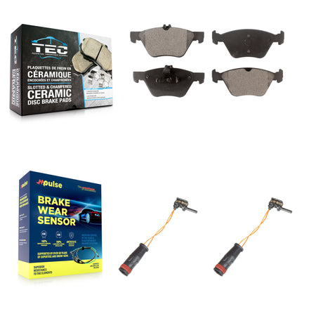 Front Ceramic Disc Brake Pads And Wear Sensors Kit For Mercedes-Benz E350 E300 KTW-101013
