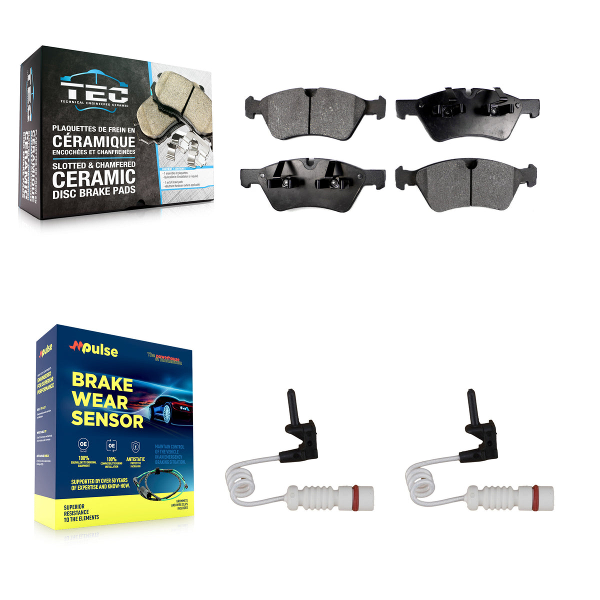 Front Ceramic Disc Brake Pad And Wear Sensor Kit For 2008 Mercedes-Benz G55 AMG 5.0L 5.5L KTW-101036