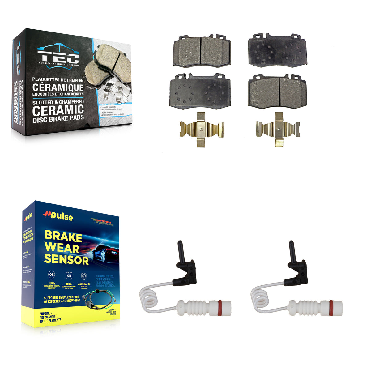 Front Ceramic Disc Brake Pads And Wear Sensors Kit For Mercedes-Benz ML500 ML430 ML55 AMG KTW-101037