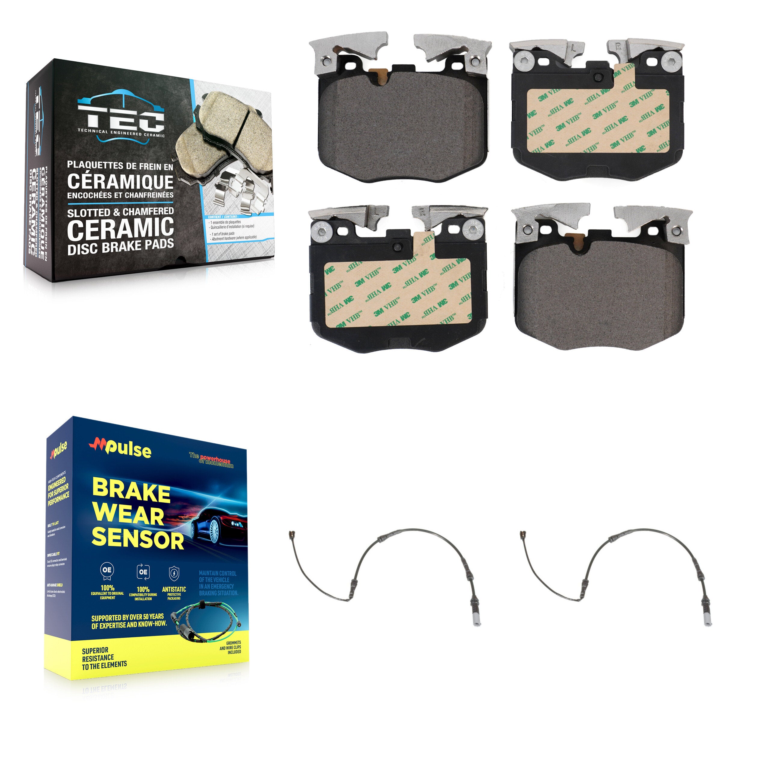 Front Ceramic Brake Pad Wear Sensor Kit For 19 BMW 330i xDrive With Blue Painted Calipers KTW-101042