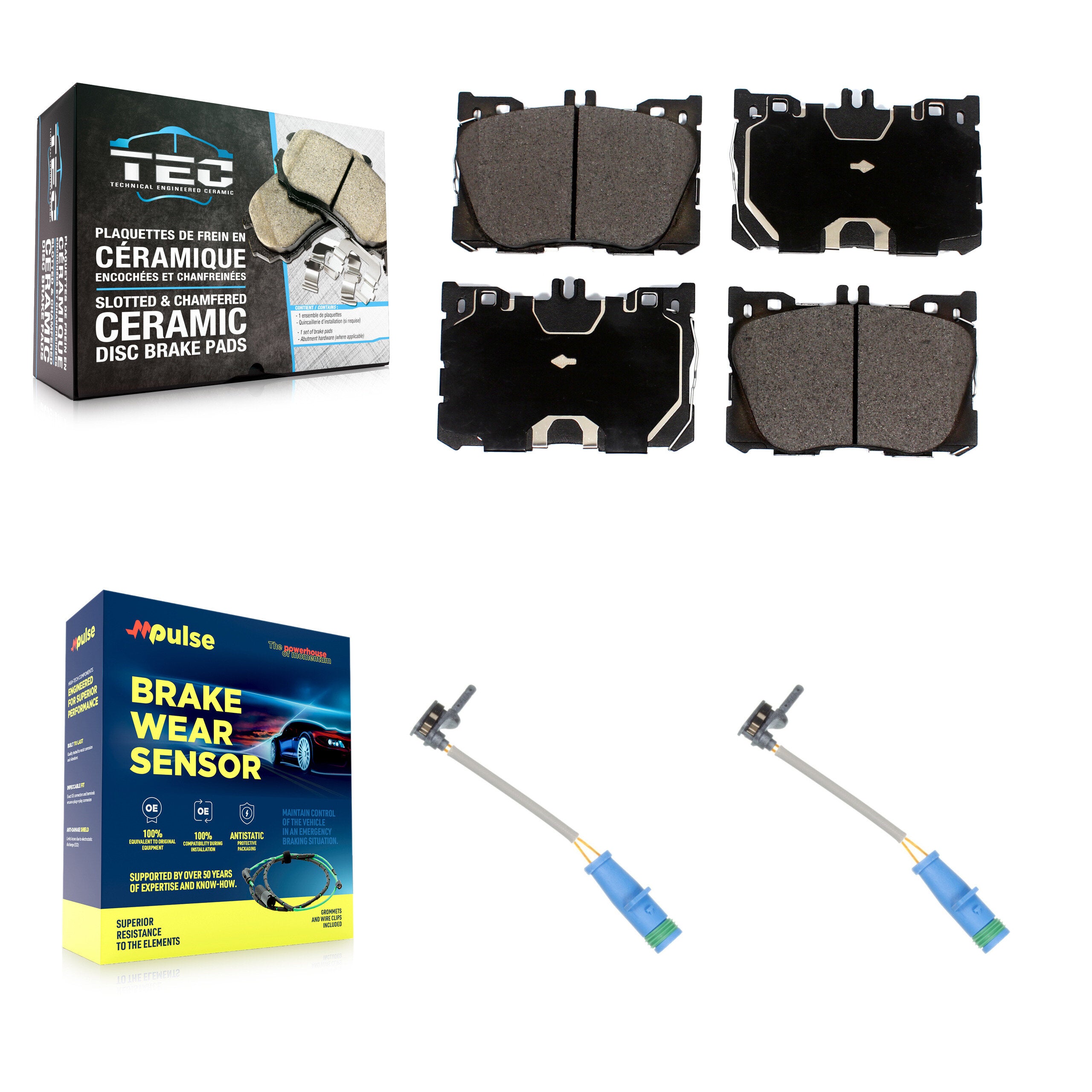 Front Ceramic Disc Brake Pad And Wear Sensor Kit For 2019-2020 Mercedes-Benz E53 AMG 3.0L KTW-101044