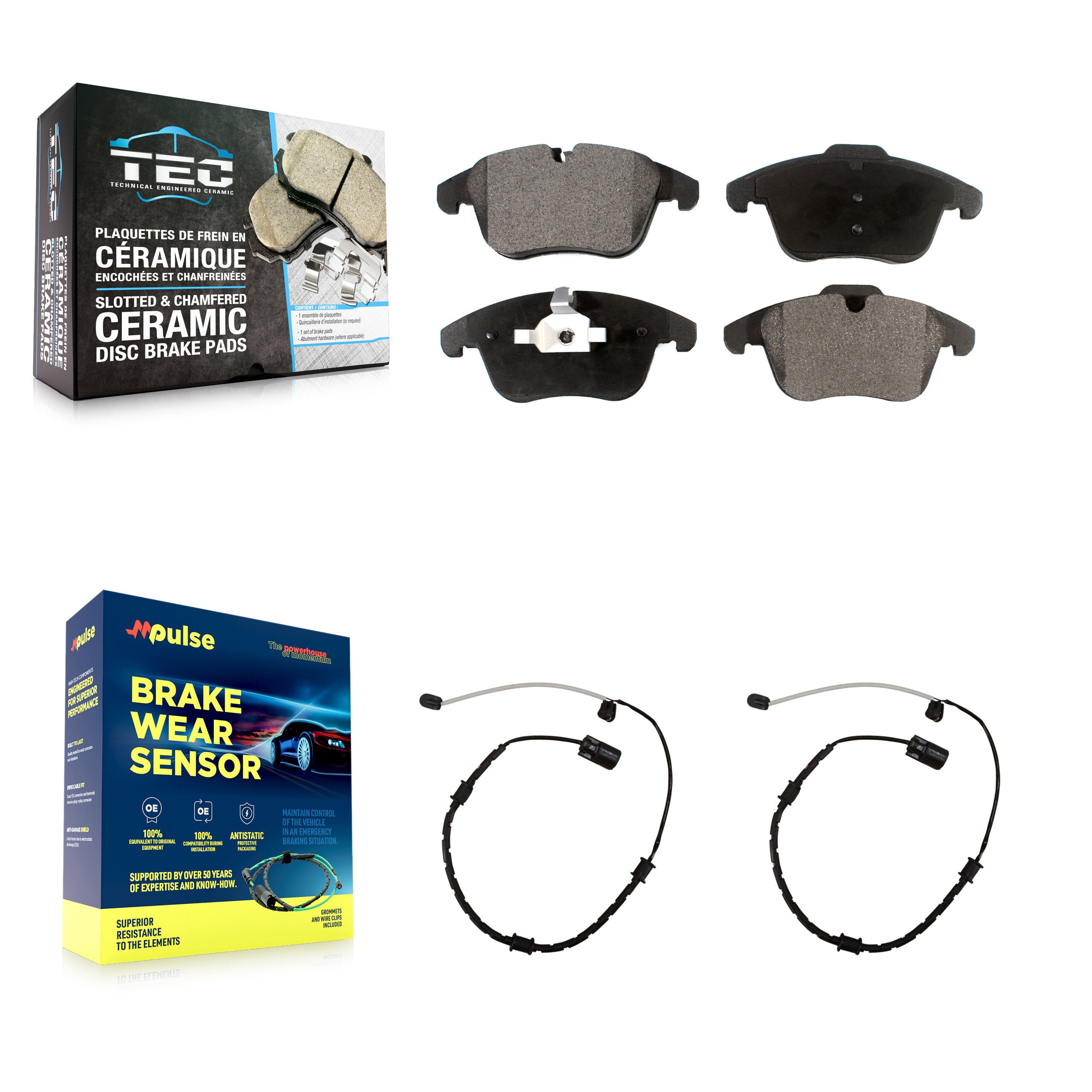 Front Ceramic Brake Pad & Wear Sensor Kit For 2007 Jaguar XK with Composite KTW-101048