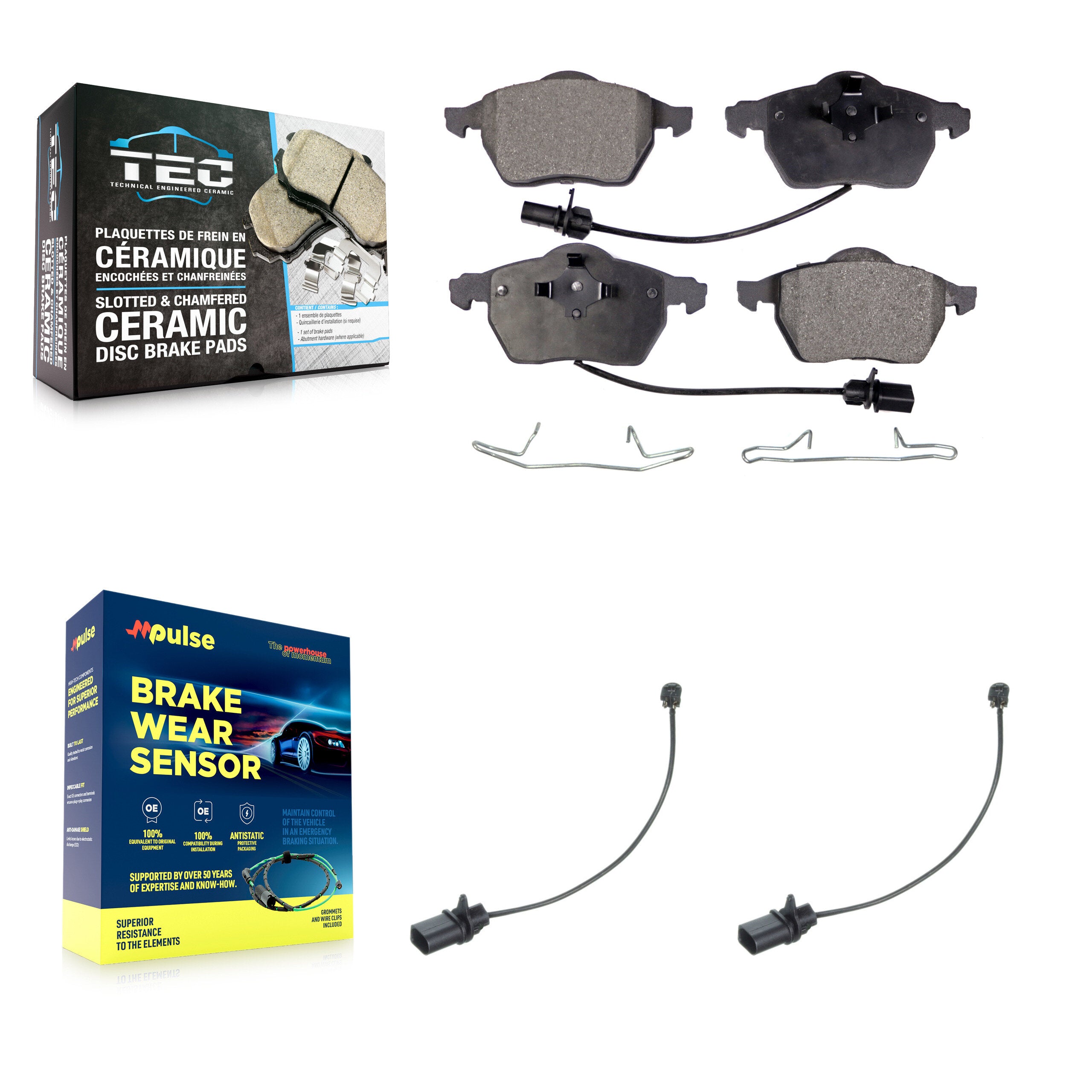 Front Ceramic Disc Brake Pads And Extra Wear Sensors Kit For Volkswagen Passat KTW-101049
