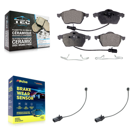 Front Ceramic Disc Brake Pads And Extra Wear Sensors Kit For Volkswagen Passat KTW-101049
