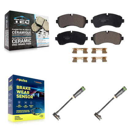 Front Ceramic Brake Pad & Wear Sensor Kit For Mercedes-Benz Sprinter 3500 2500 Dodge 1500 KTW-101053