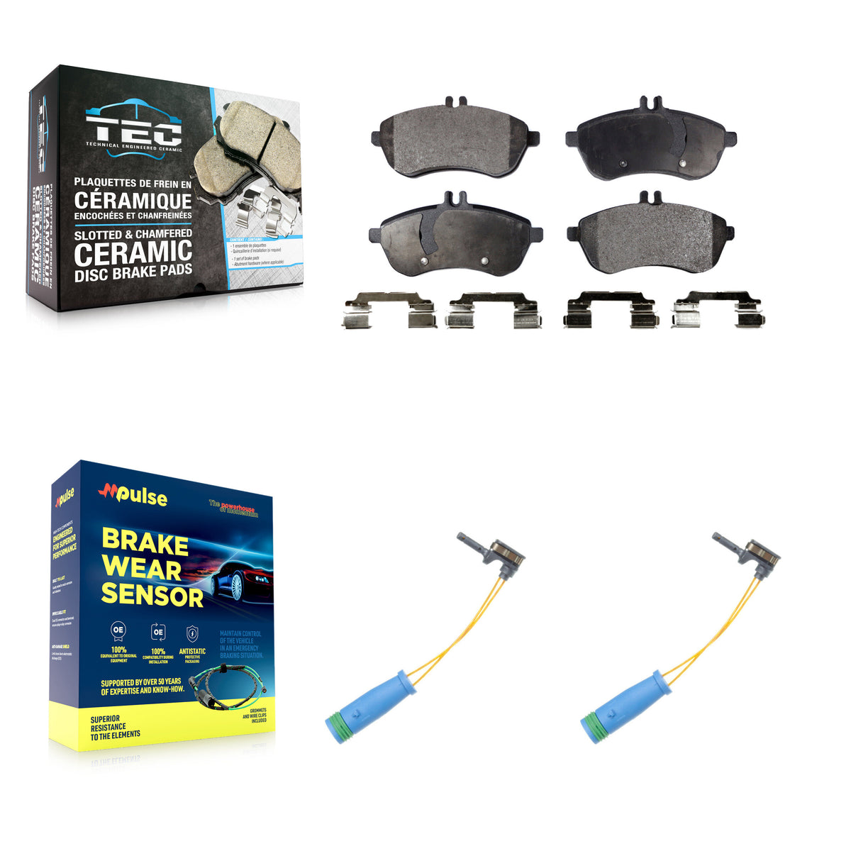 Front Ceramic Brake Pad Wear Sensor Kit For Mercedes-Benz C250 1.8L Without Sport Package KTW-101056