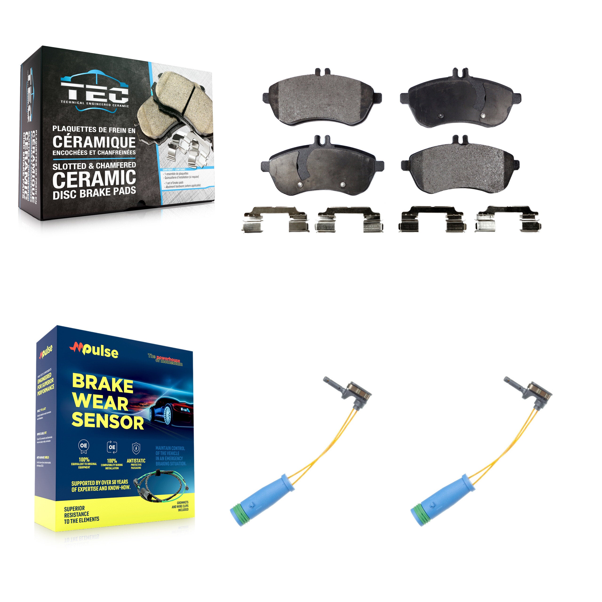 Front Ceramic Brake Pad Wear Sensor Kit For Mercedes-Benz C250 1.8L Without Sport Package KTW-101056