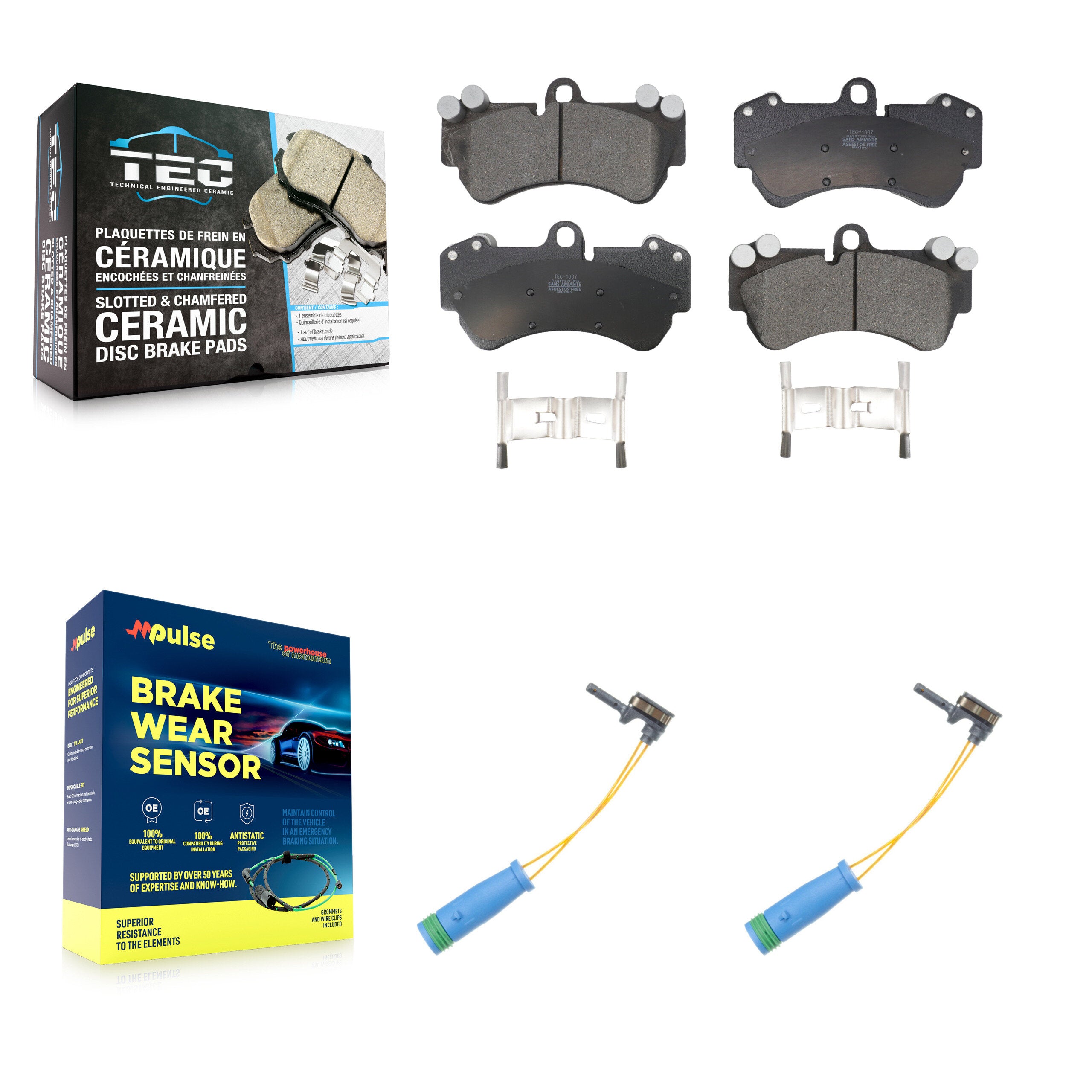 Front Ceramic Disc Brake Pads And Wear Sensors Kit For 2017-2018 Mercedes-Benz G550 4x4 KTW-101062