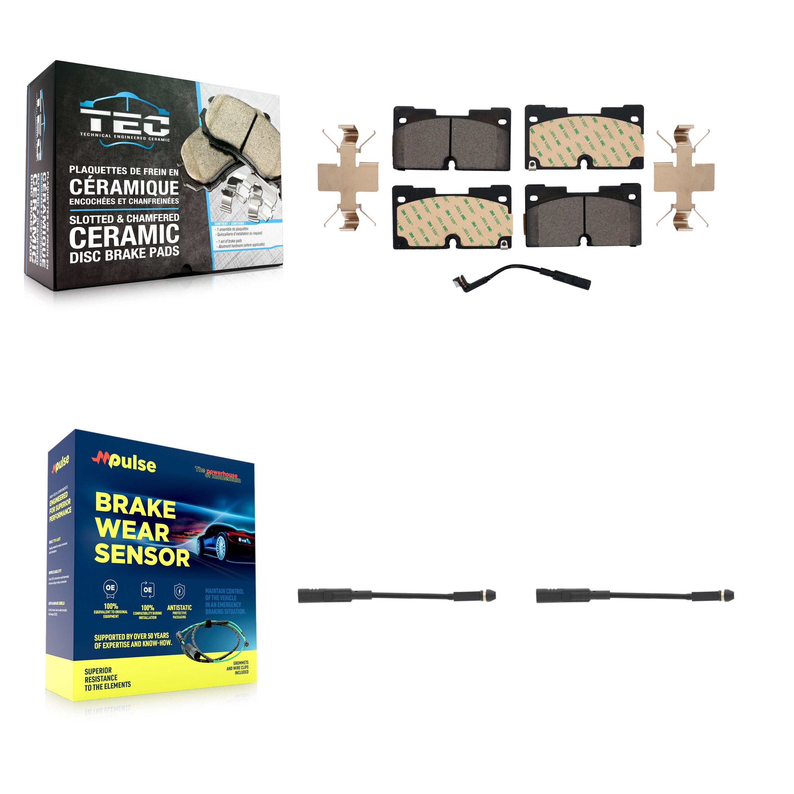 Front Ceramic Brake Pads Extra Wear Sensor Kit For GMC Chevrolet Silverado 1500 Sierra XL KTW-101065