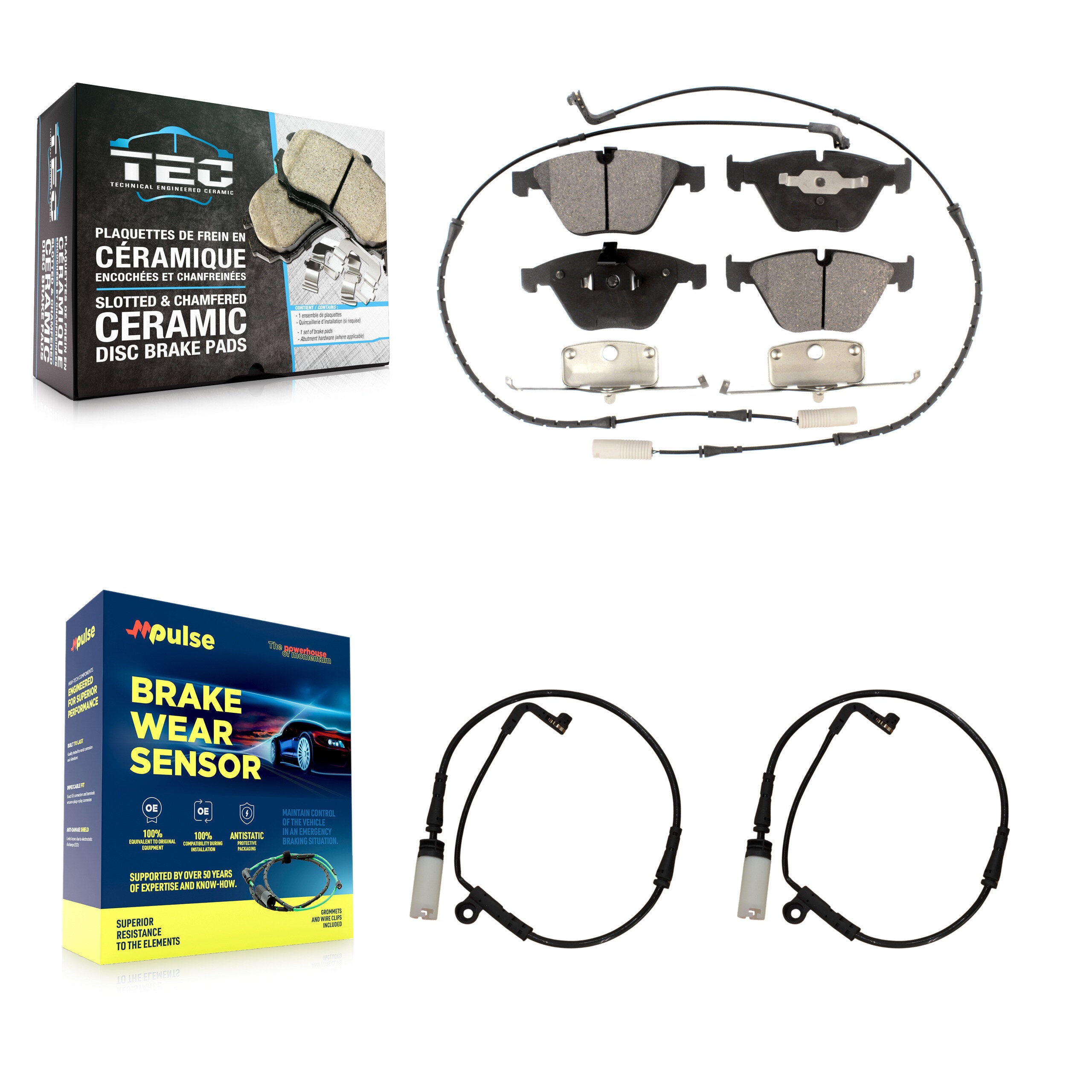 Front Ceramic Brake Pad And Extra Wear Sensor Kit For BMW 530i 528i xDrive 525i 535i 550i KTW-101069