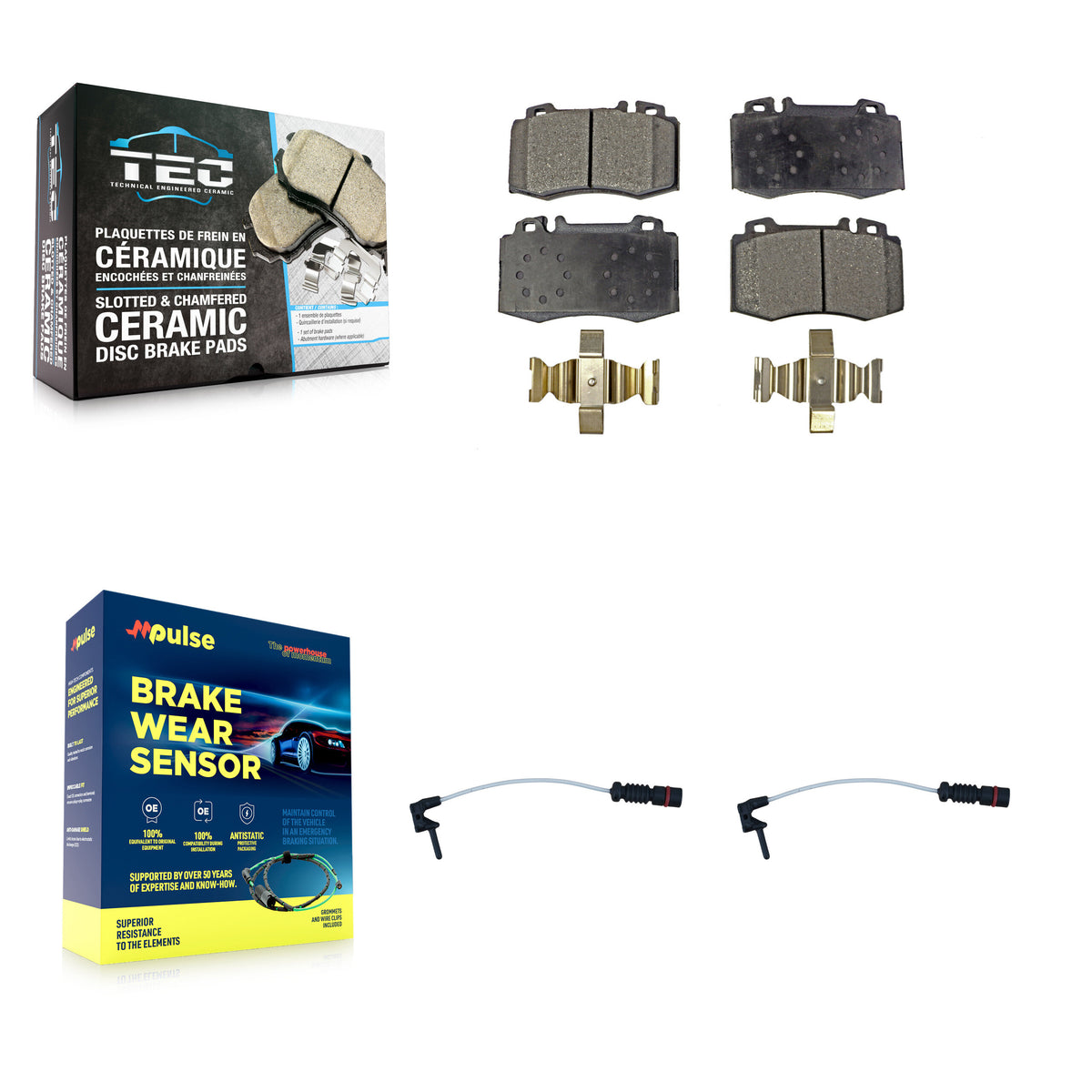 Front Ceramic Disc Brake Pads And Wear Sensors Kit For Mercedes-Benz ML500 ML55 AMG KTW-101072