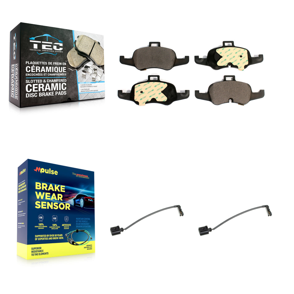 Front Ceramic Disc Brake Pads And Wear Sensors Kit For Audi TTS Quattro 2.0L KTW-101073