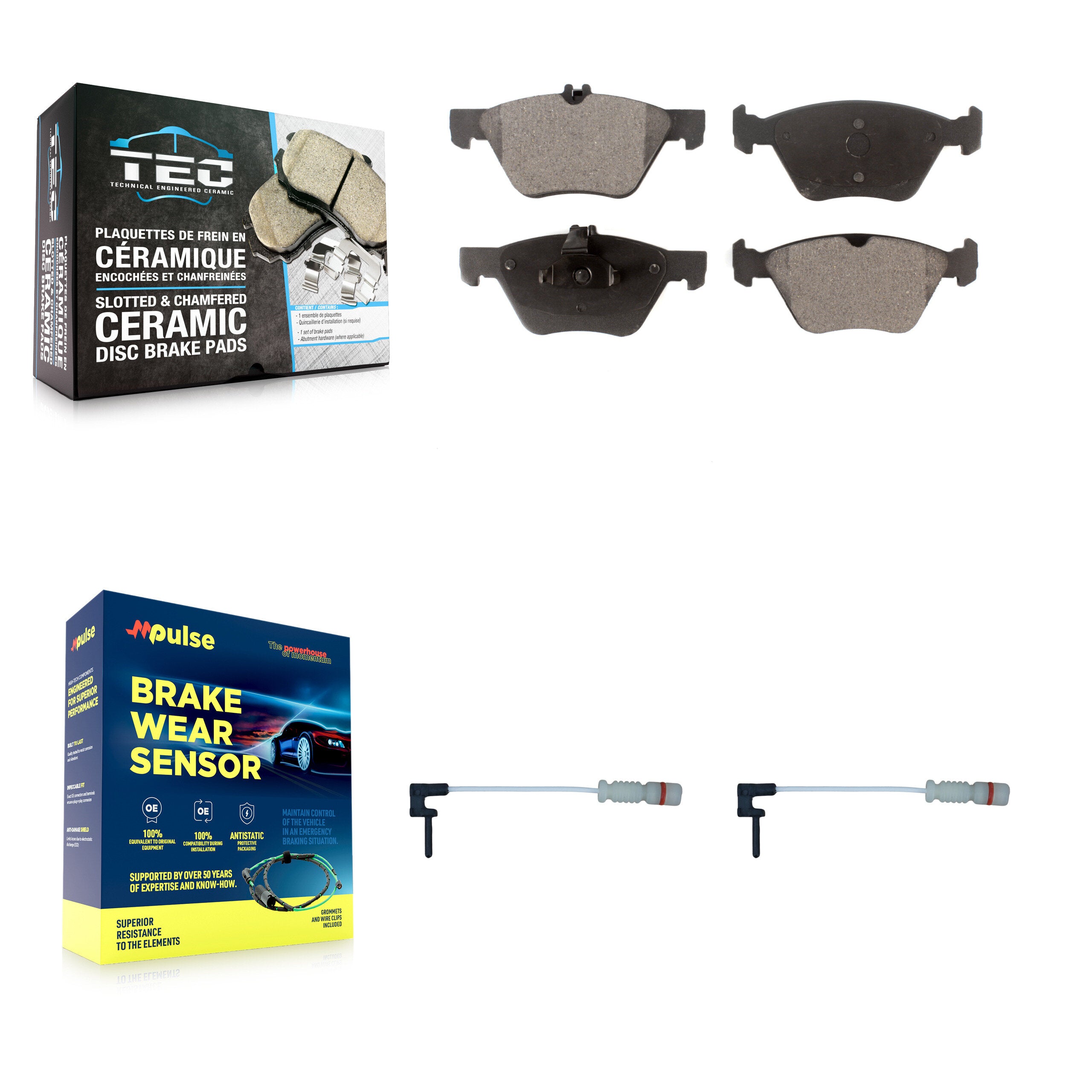 Front Ceramic Disc Brake Pads And Wear Sensors Kit For Chrysler Crossfire KTW-101074