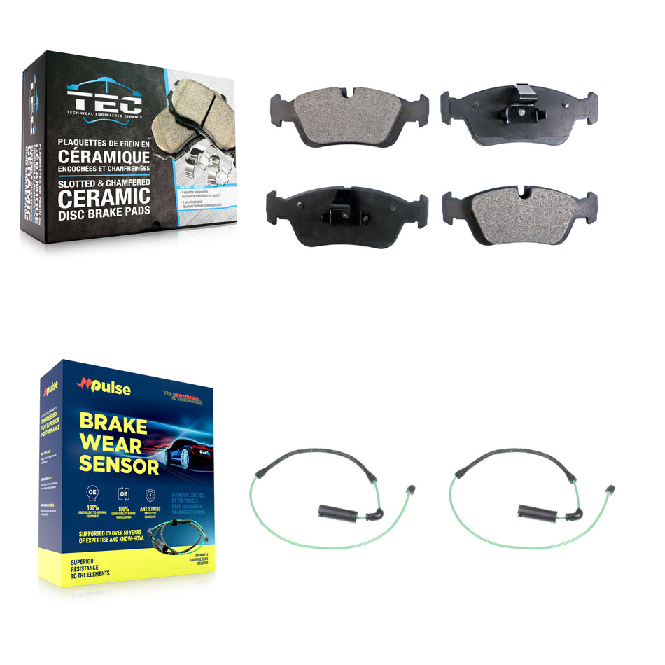Front Ceramic Disc Brake Pads And Wear Sensors Kit For 2001-2005 BMW 325xi 2.5L KTW-101078