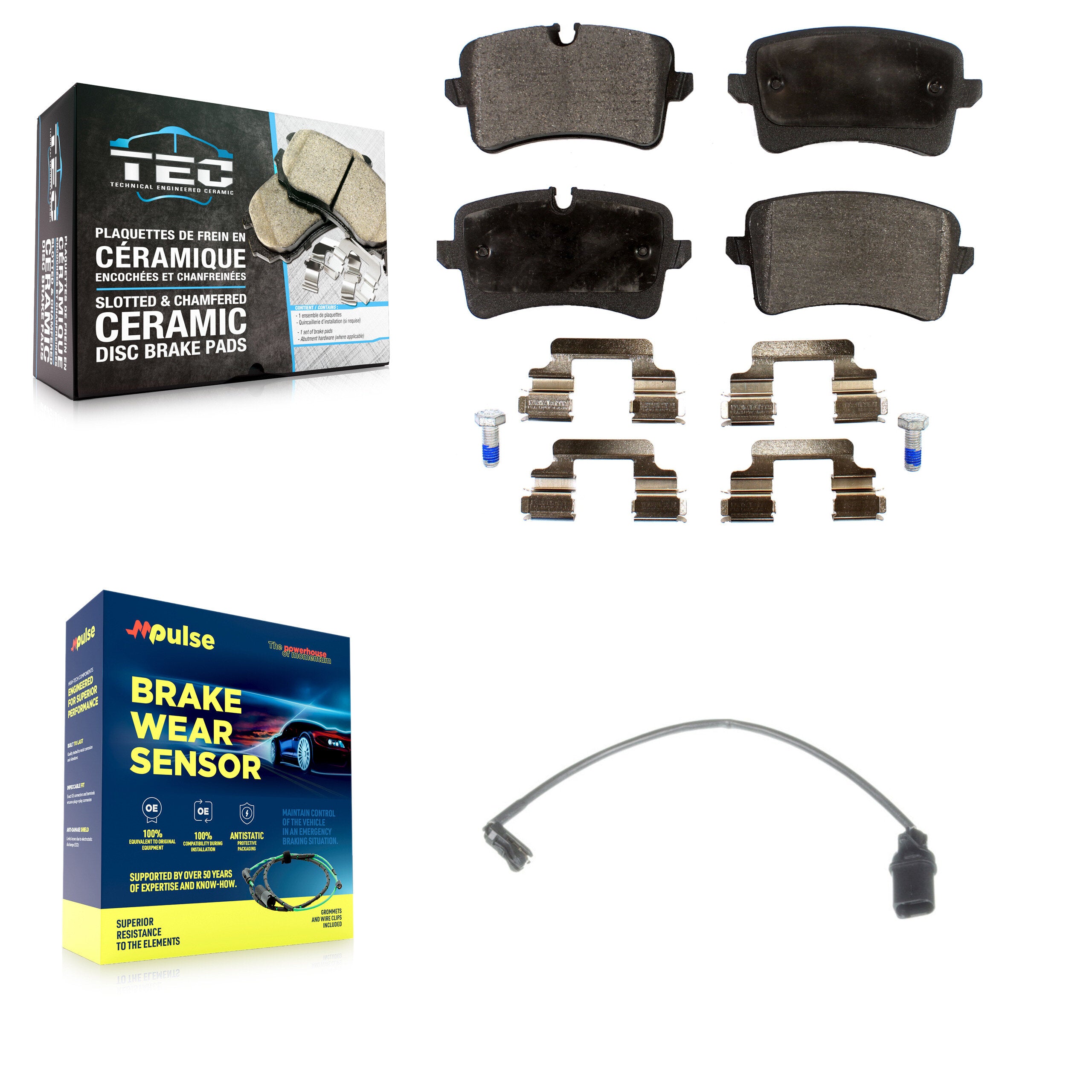 Rear Ceramic Brake Pad Wear Sensor Kit For Audi Porsche Macan A6 Quattro A7 RS5 S6 RS7 S7 KTW-101097