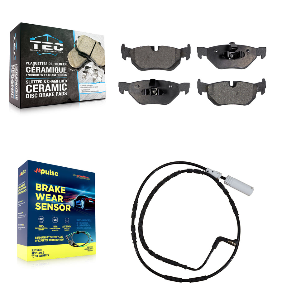 Rear Ceramic Brake Pad And Wear Sensor Kit For BMW 323i 328i 128i xDrive 328xi 325i 325xi KTW-101118