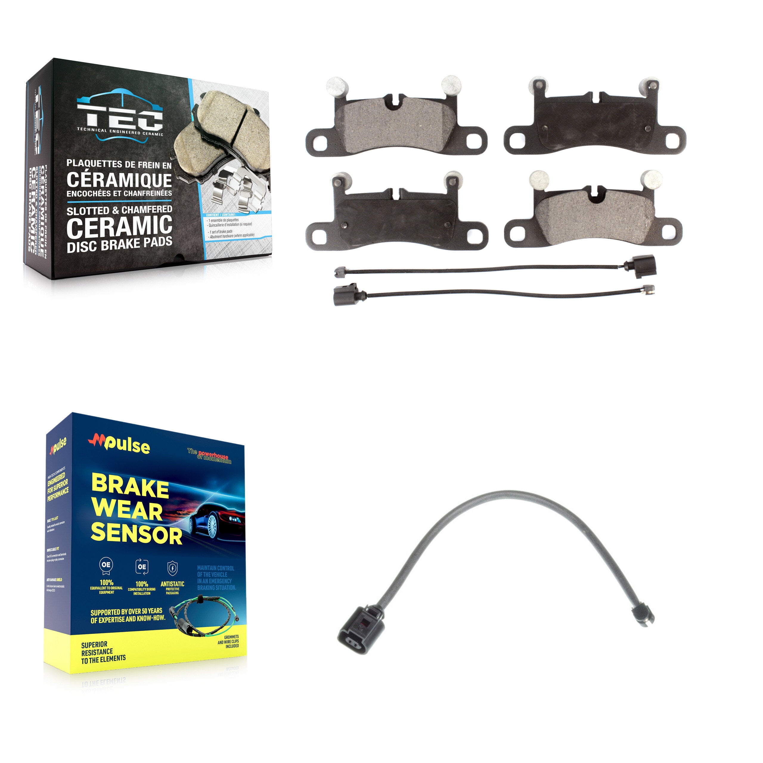 Rear Ceramic Disc Brake Pads And Extra Wear Sensors Kit For Porsche Cayenne with Harness KTW-101125