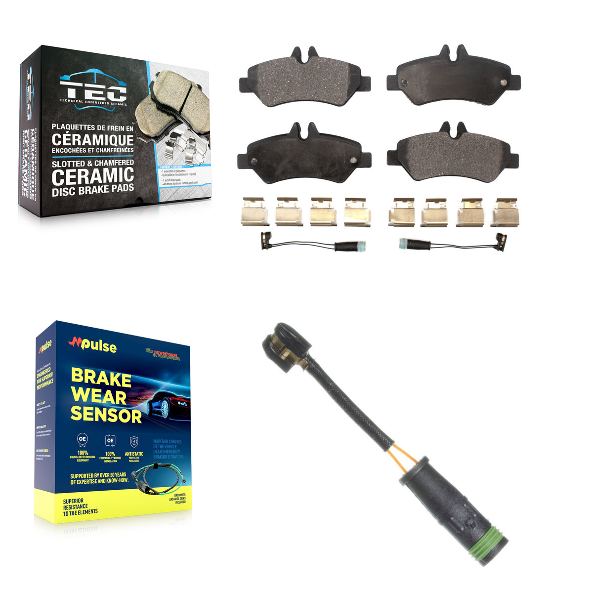 Rear Ceramic Brake Pad Extra Wear Sensor Kit For Mercedes-Benz Sprinter 3500 Freightliner KTW-101138