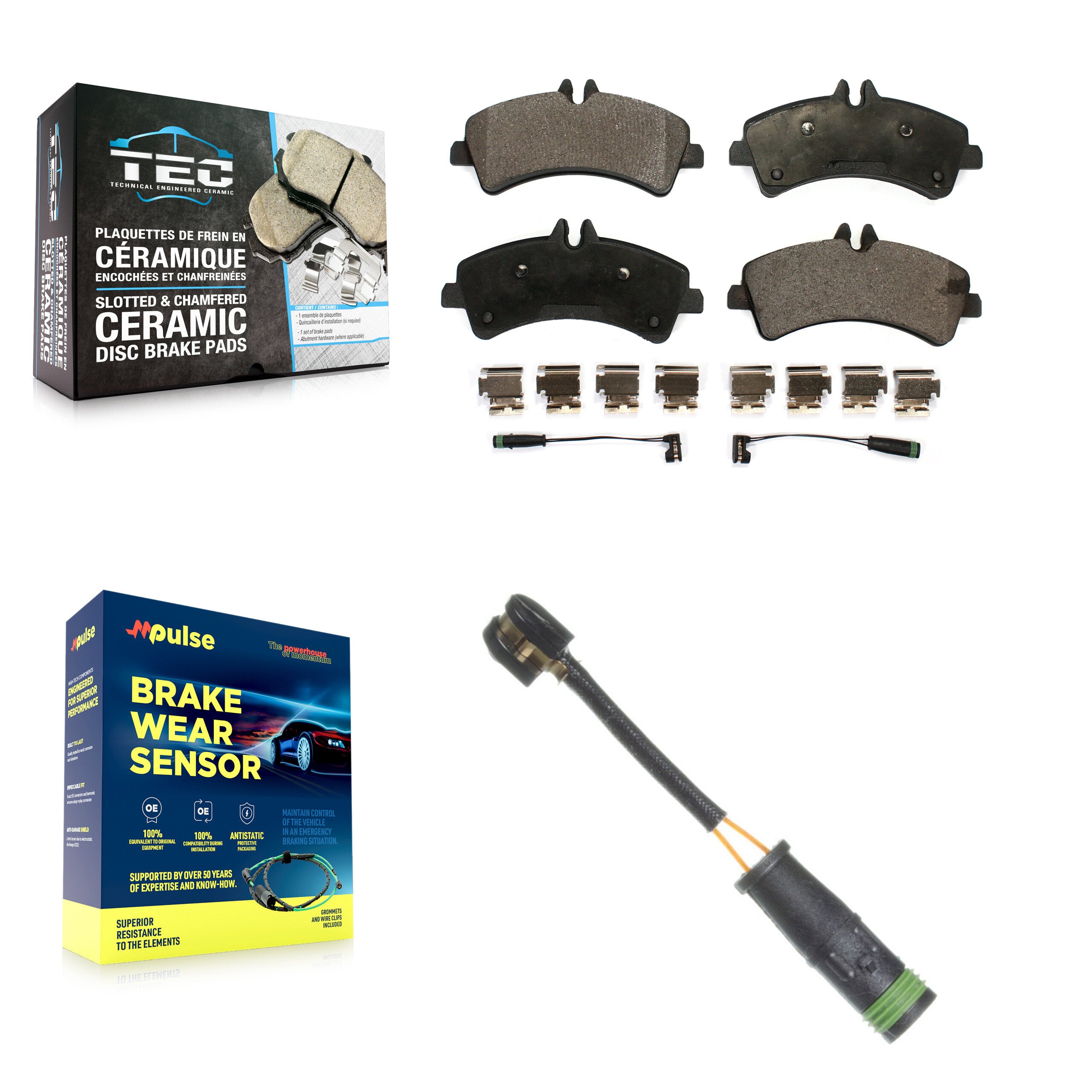 Rear Ceramic Brake Pad Extra Wear Sensor Kit For Mercedes-Benz Sprinter 3500 Freightliner KTW-101139
