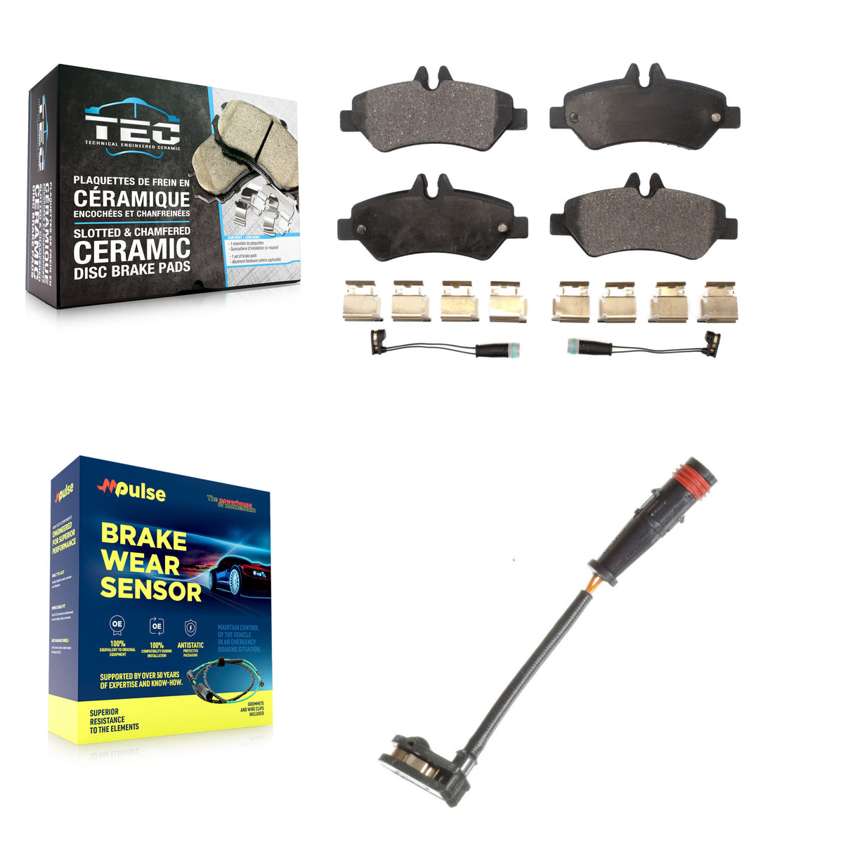 Rear Ceramic Brake Pad & Extra Wear Sensor Kit For Mercedes-Benz Sprinter 2500 3500 Dodge KTW-101140