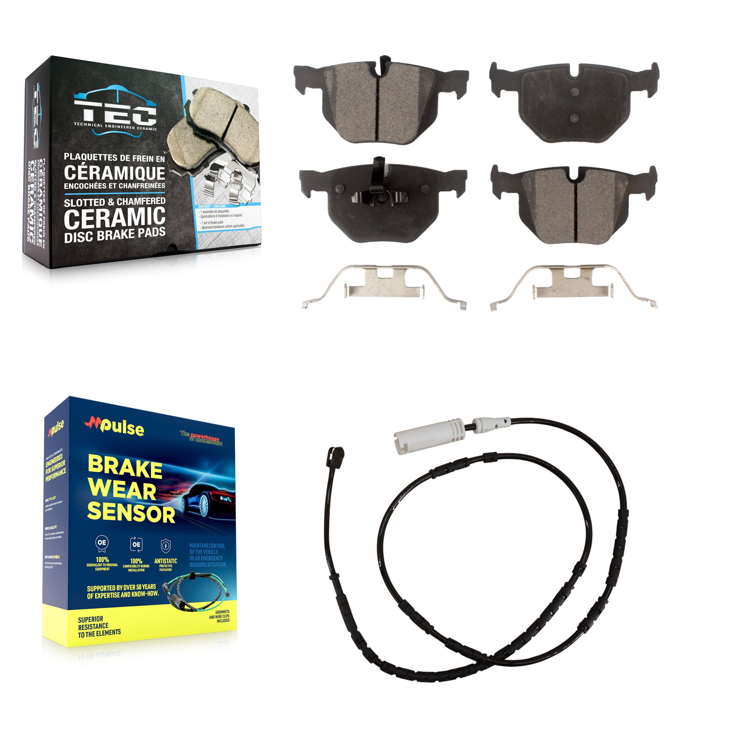 Rear Ceramic Disc Brake Pads And Wear Sensor Kit For 2013-2015 BMW X1 xDrive35i with 3.0L KTW-101143