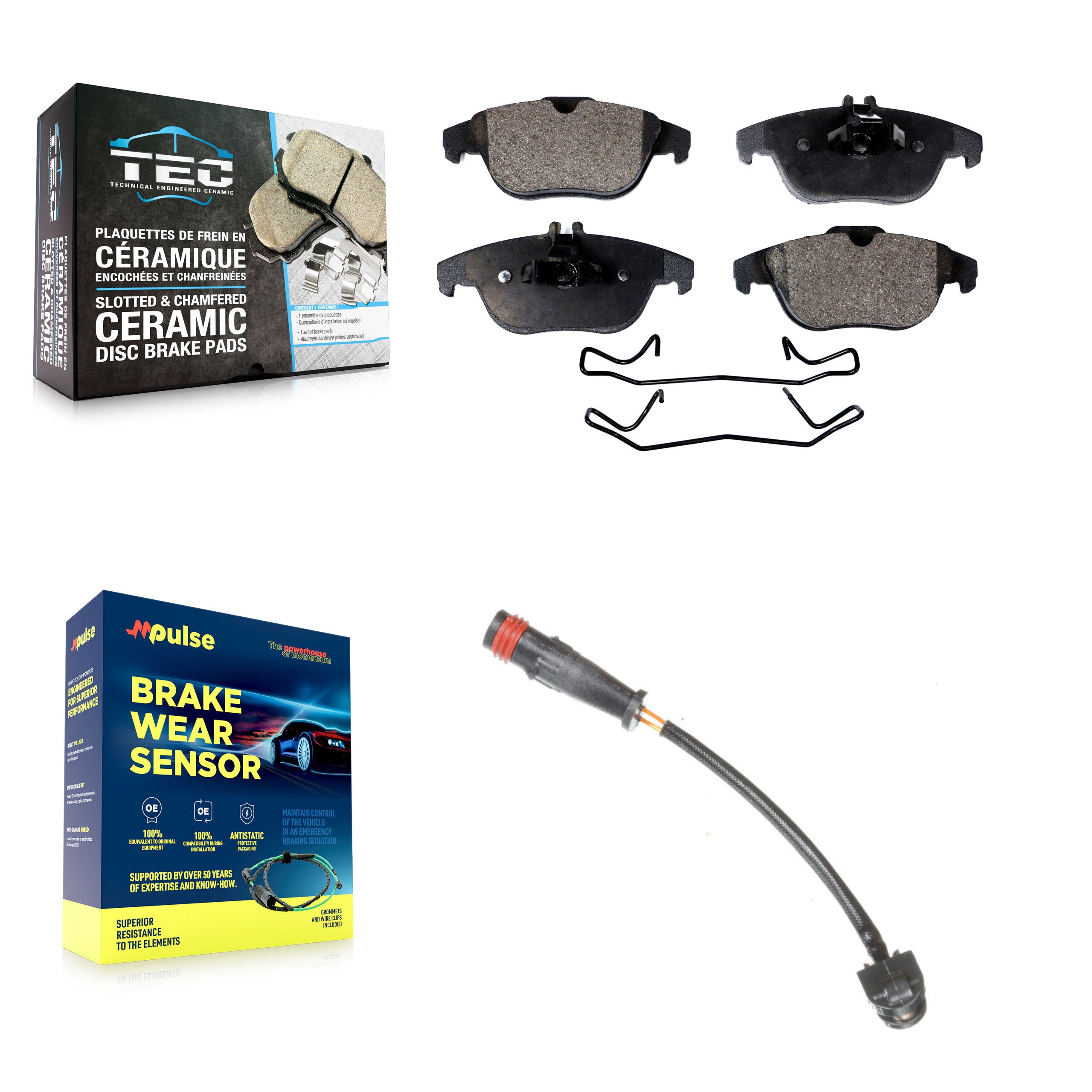 Rear Ceramic Disc Brake Pads And Wear Sensors Kit For 2011 Mercedes-Benz C63 AMG 6.3L KTW-101148