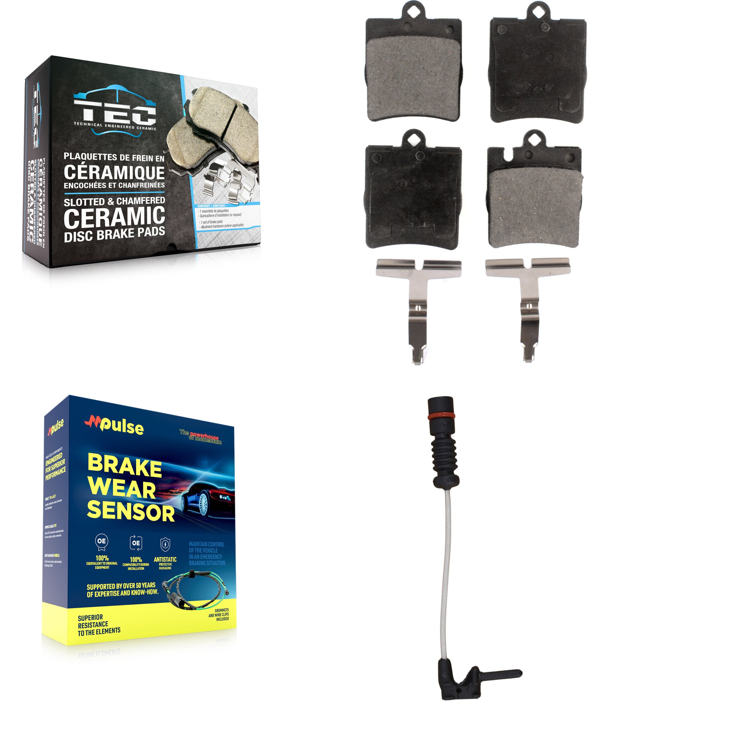 Rear Ceramic Disc Brake Pads And Wear Sensors Kit For Mercedes-Benz E320 CLK320 E430 KTW-101151