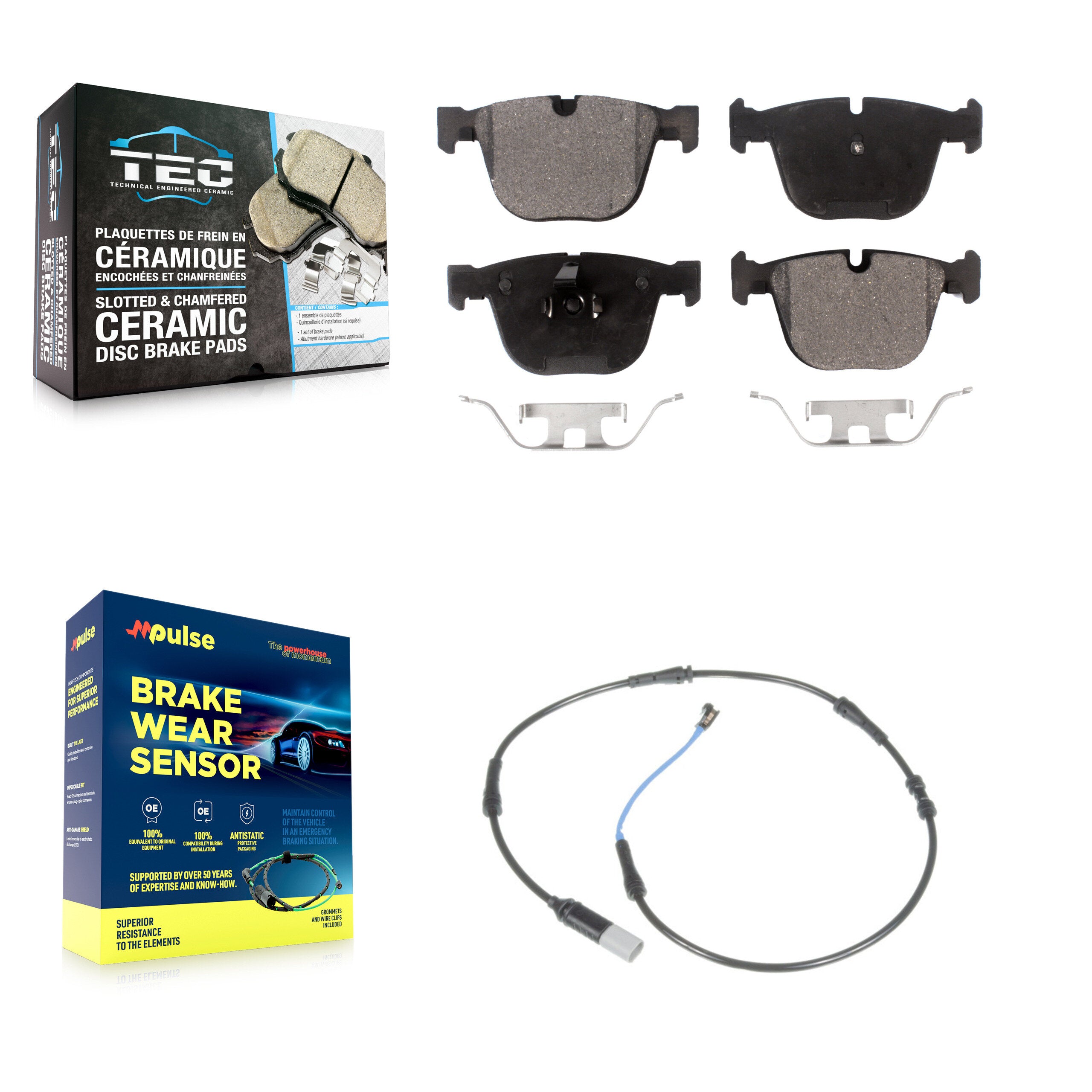 Rear Ceramic Disc Brake Pads And Wear Sensors Kit For 2009-2010 BMW 535i 3.0L KTW-101162