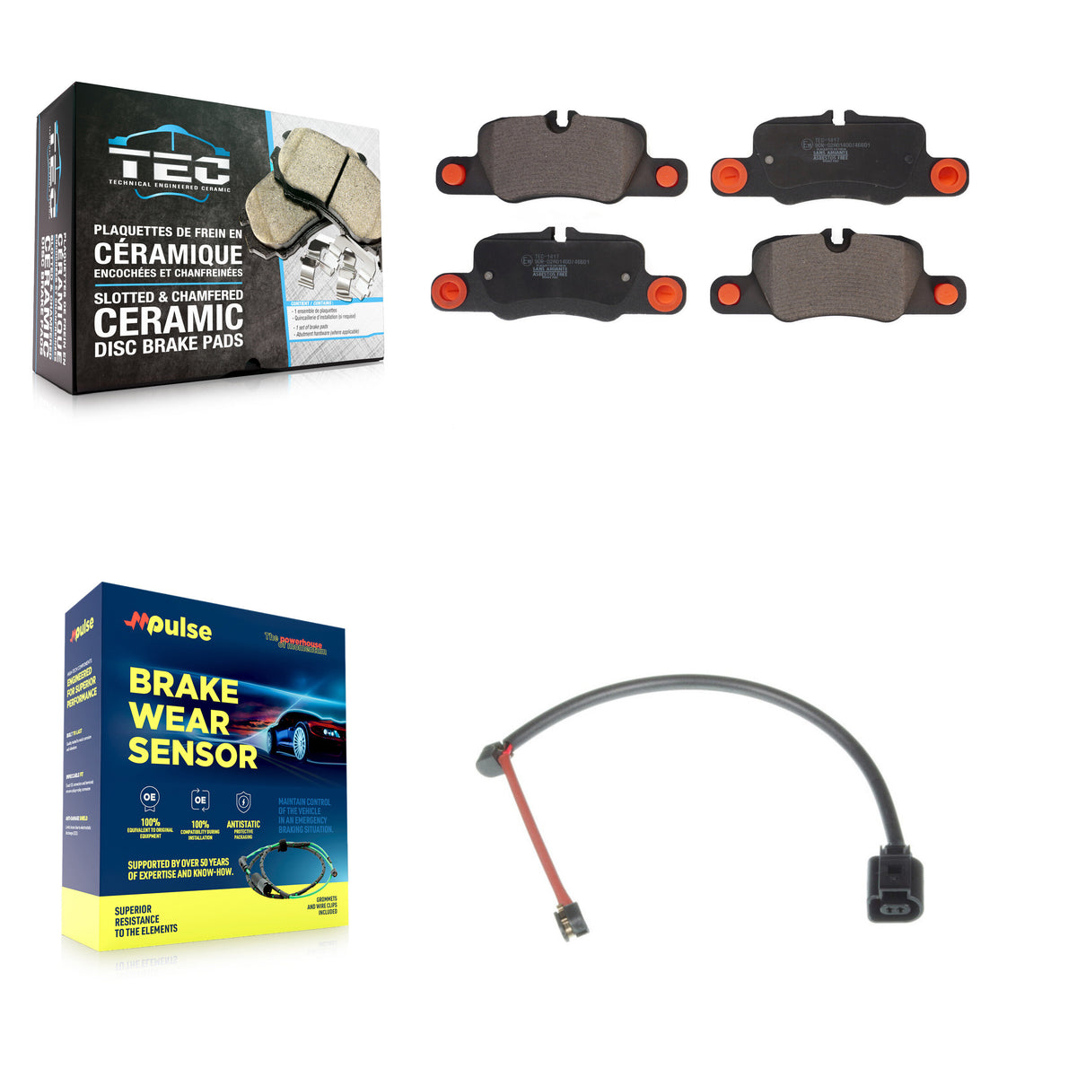 Rear Ceramic Disc Brake Pad Wear Sensor Kit For 2019 Porsche 911 3.0L With Cast Iron KTW-101180
