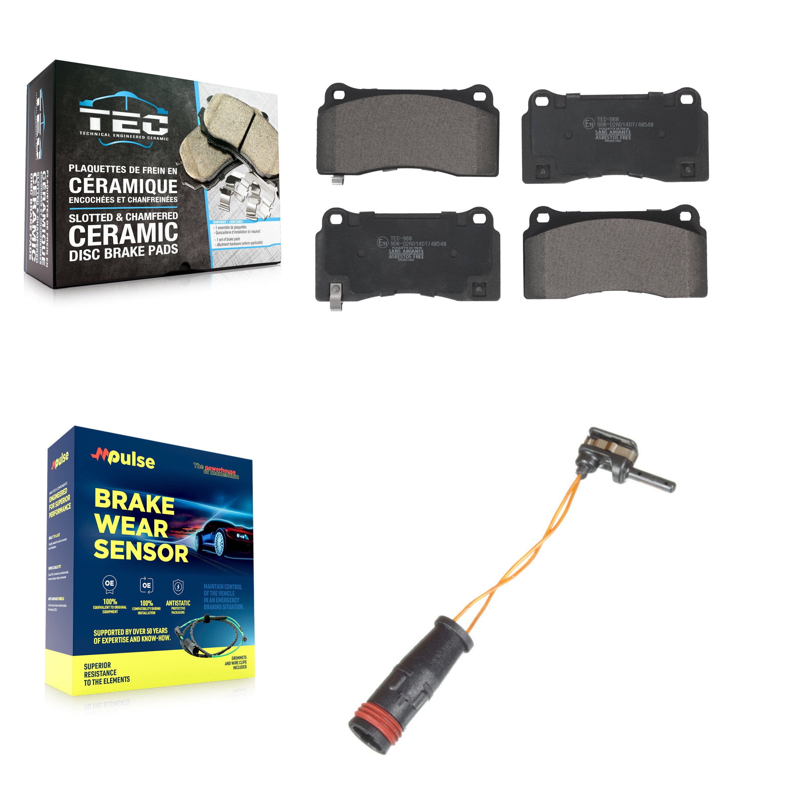 Rear Ceramic Disc Brake Pads And Wear Sensors Kit For 2011-2014 Mercedes-Benz CL550 4.7L KTW-101188