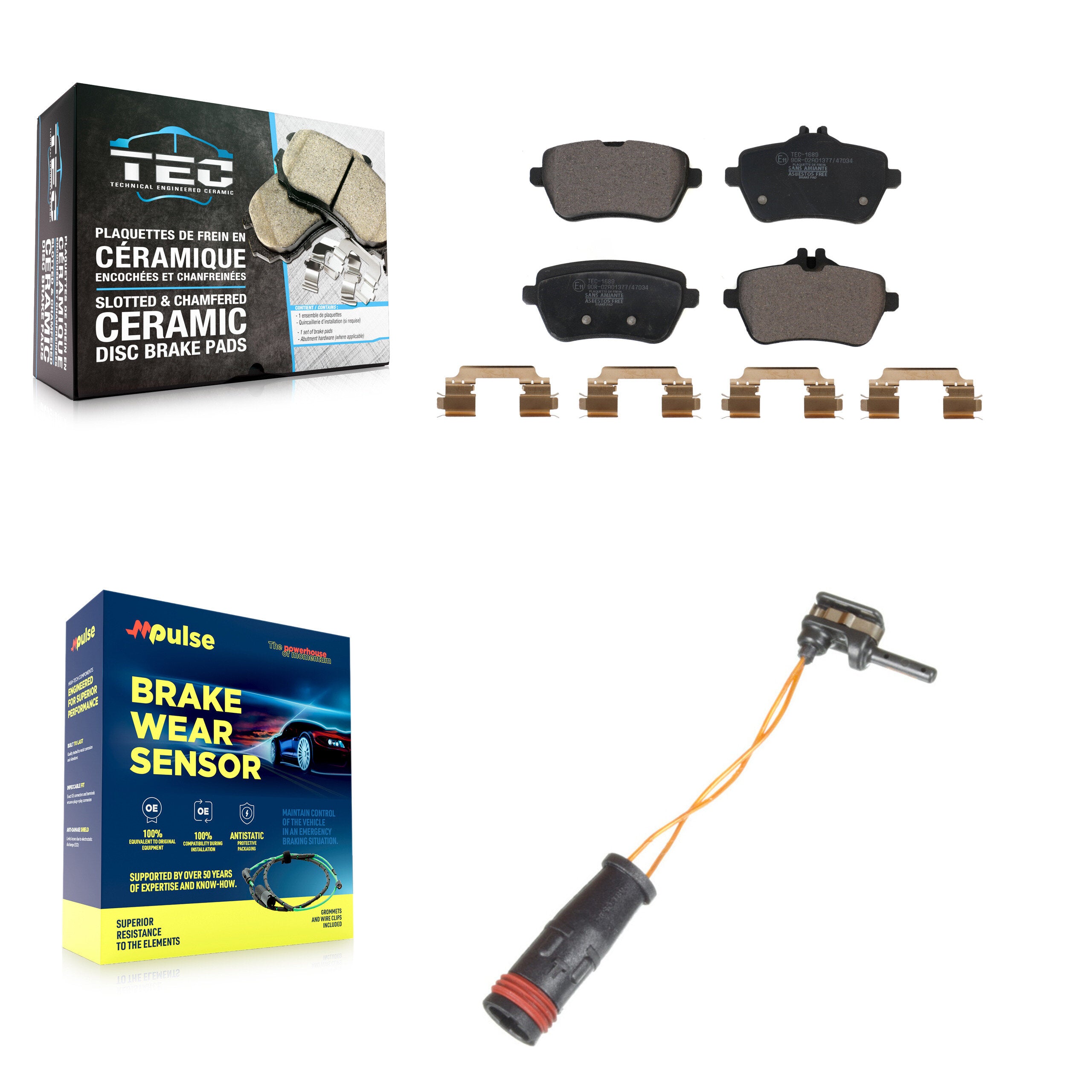 Rear Ceramic Brake Pads Wear Sensor Kit For Mercedes-Benz S550 S560 SL450 S450 SL550 S600 KTW-101190
