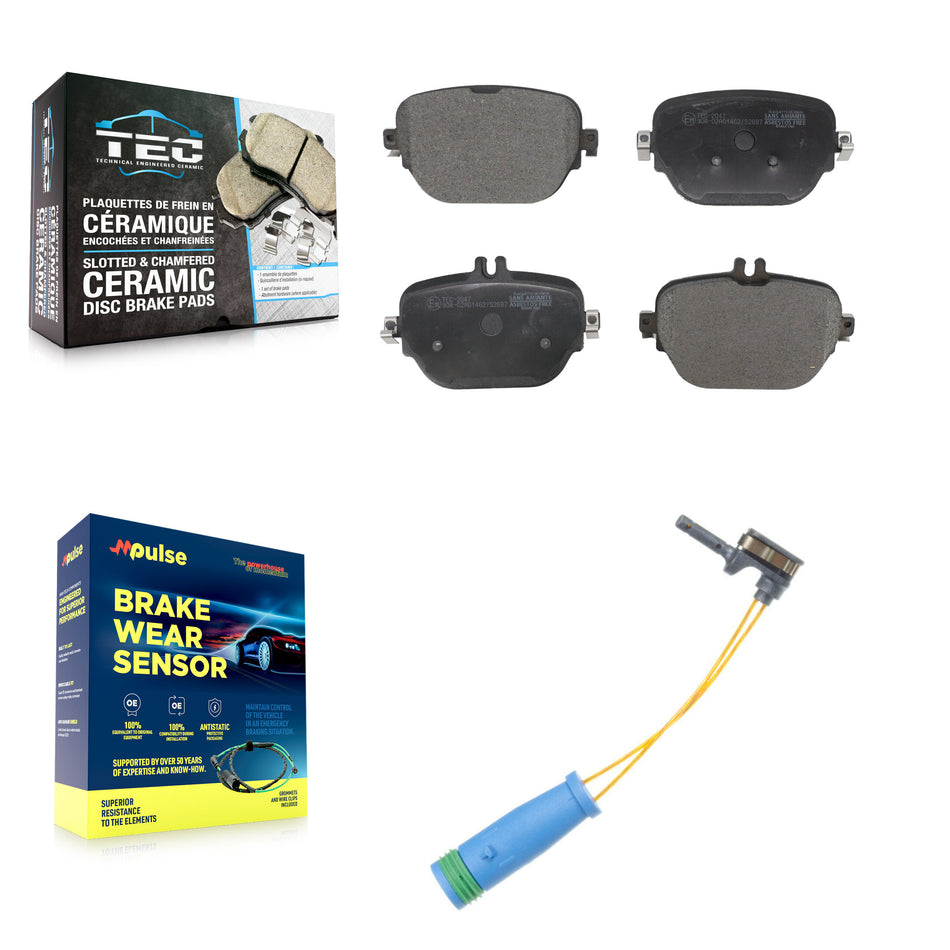 Rear Ceramic Brake Pads Wear Sensor Kit For Mercedes-Benz E400 E450 E53 AMG E43 CLS53 E63 KTW-101193