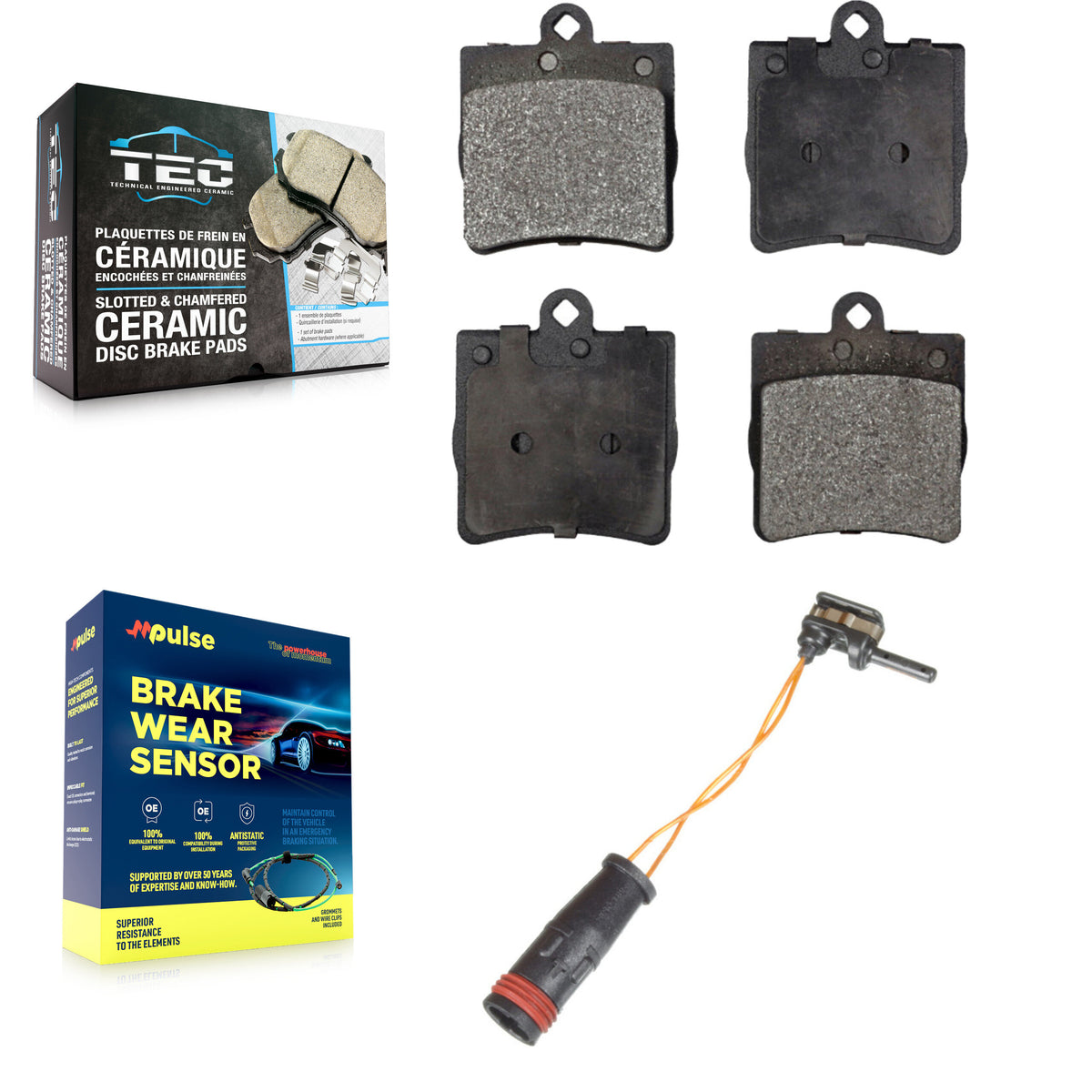 Rear Ceramic Disc Brake Pads And Wear Sensors Kit For Mercedes-Benz C230 C240 KTW-101194