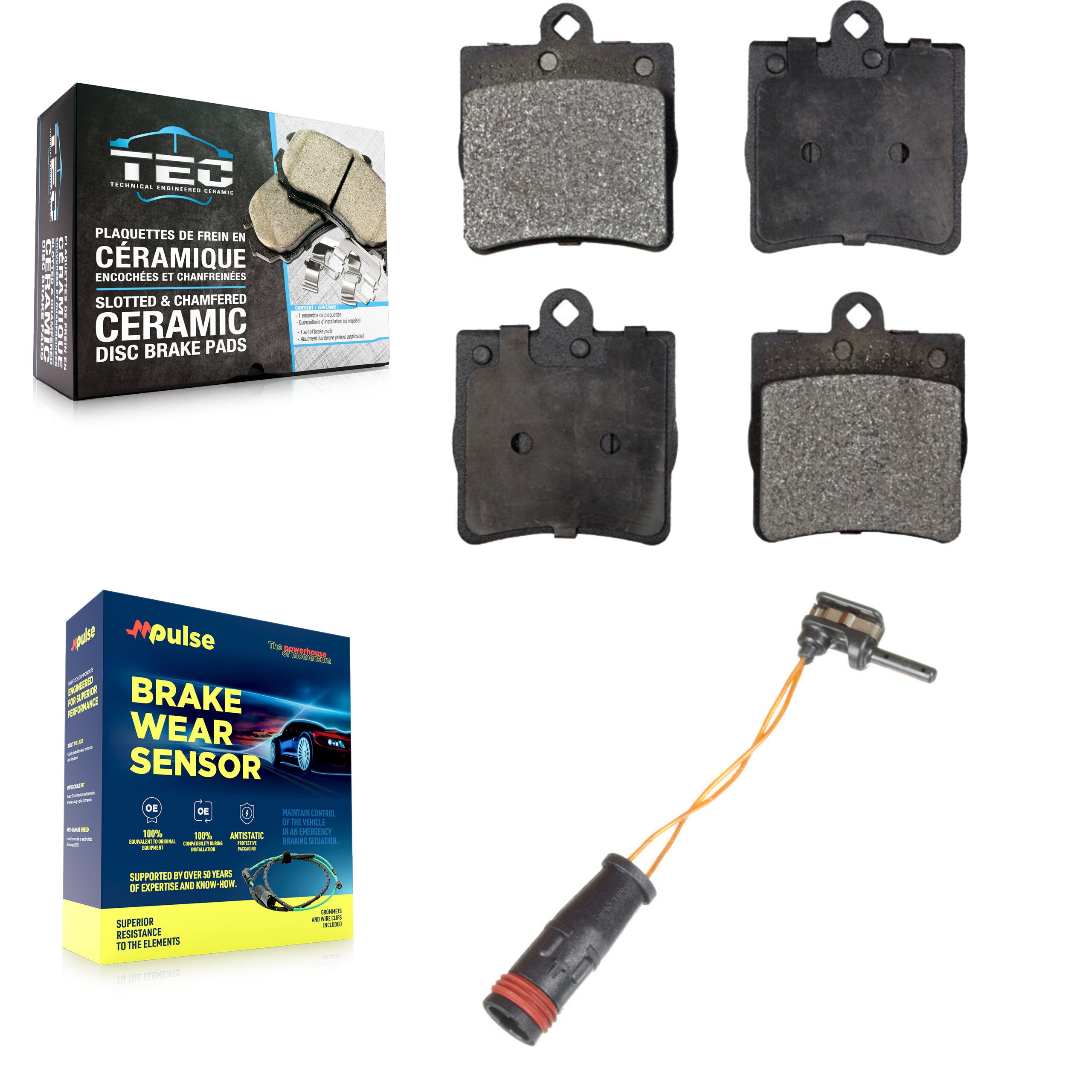 Rear Ceramic Disc Brake Pads And Wear Sensors Kit For Mercedes-Benz C230 C240 KTW-101194