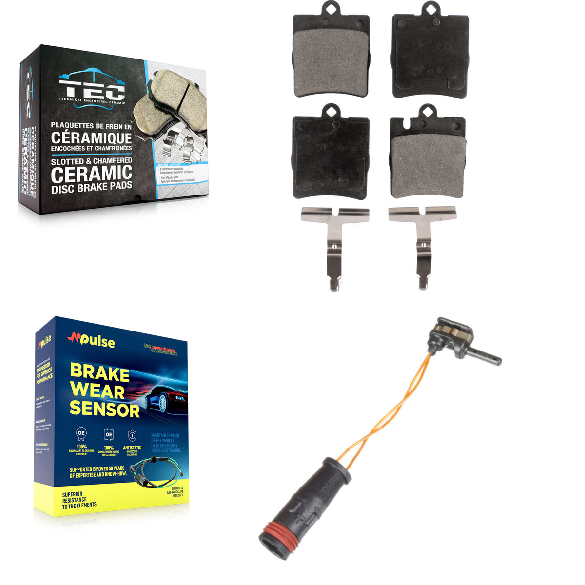 Rear Ceramic Brake Pad And Wear Sensor Kit For Mercedes-Benz SLK350 C230 C280 CLK320 C320 KTW-101195